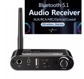 Аудио конвертер декодер звука с цифрового оптического SPDIF Toslink Bluetooth 5.1 USB в аналоговый 2.0 RCA тюльпаны переходник (T02)