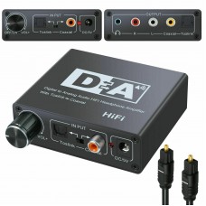 Аудіо конвертер декодер звуку з оптичного цифрового Toslink S/PDIF оптичного в аналоговий 2.0 стерео з регулятором гучності ЦАП ( HIFI Digital to Analog Converter )