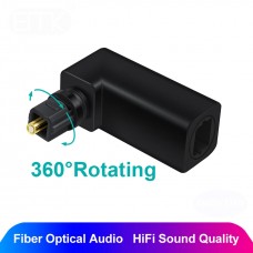 Перехідник Toslink 90 градусів поворотний коннектор для оптичного цифрового SPDIF аудіо кабелю адаптер 360 обертається