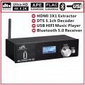 Аудіо конвертер з Bluetooth HDMI 3 x 1 ARC 4K аудіо декодер цифрового звуку SPDIF digital оптика коаксіальний DTS / AC3 відео ресивер в аналоговий тюльпани 5.1 ЦАП (HD951BT black)