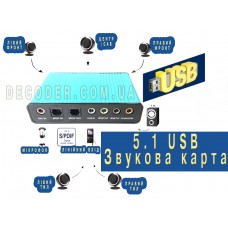Зовнішня 5.1 USB звукова аудіо карта на 6 каналів SPDIF оптика CM6206